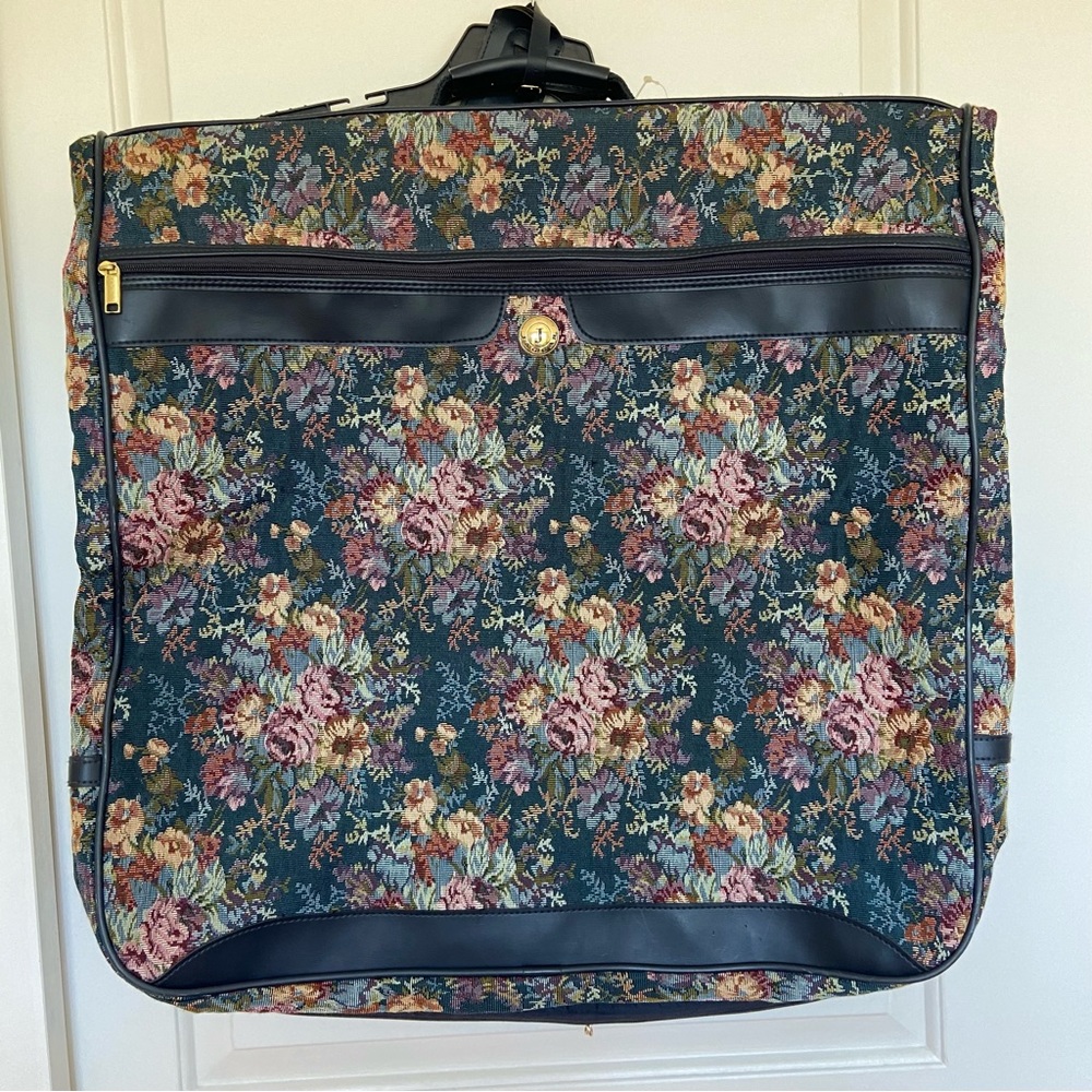 Vintage Jaguar JCPenny Navy Floral Garment Bag/Luggage